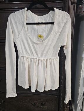 We The Free Cream Long-Sleeve Peplum Tunic